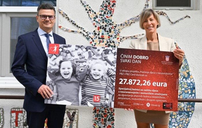 PBZ Grupa donirala 30.000 eura za opremanje triju dnevnih bolnica Specijalne bolnice za zaštitu djece s neurorazvojnim i motoričkim smetnjama