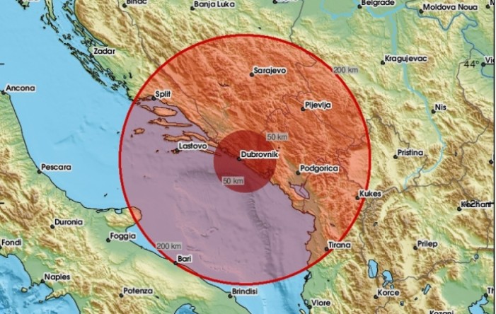 Prilično jak potres kod Dubrovnika