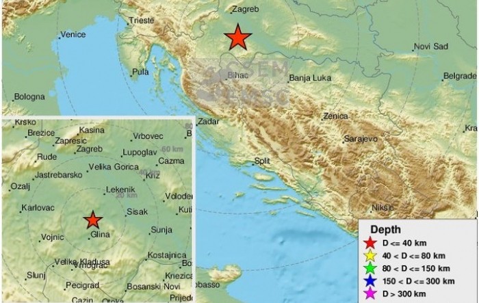 Dva potresa uzdrmala središnju Hrvatsku
