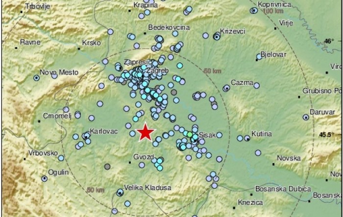 Nekoliko slabijih potresa tijekom noći na sisačkom području, najjači 2,9