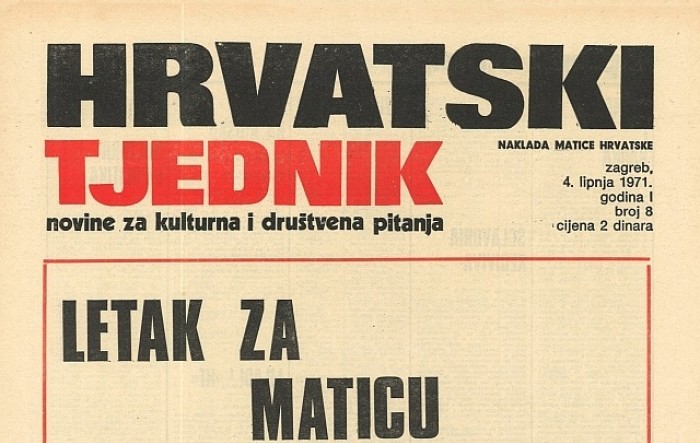 Matica hrvatska objavila digitalno izdanje Hrvatskog tjednika iz 1971.