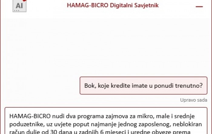 HAMAG-BICRO uveo AI digitalnoga savjetnika