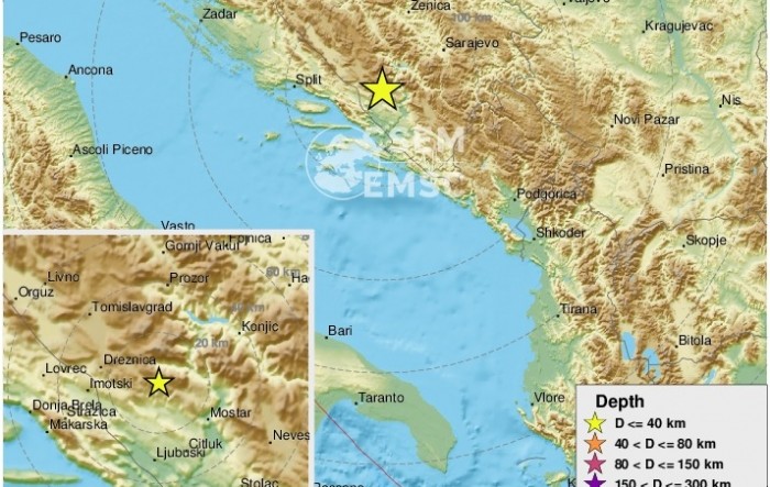 Prilično jak potres u Hercegovini, osjetio se i u Dalmaciji